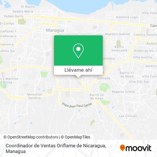 Mapa de Coordinador de Ventas Oriflame de Nicaragua