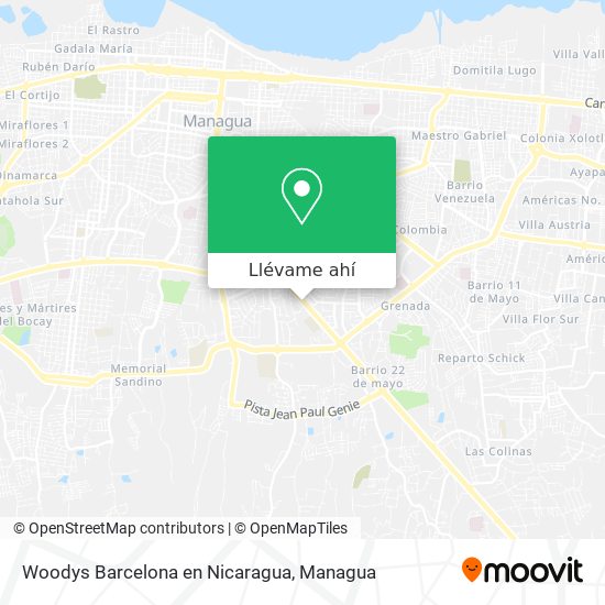 Mapa de Woodys Barcelona en Nicaragua