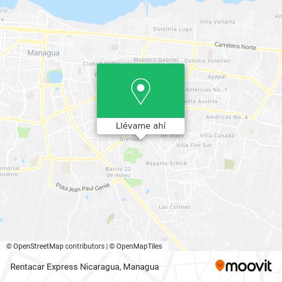 Mapa de Rentacar Express Nicaragua