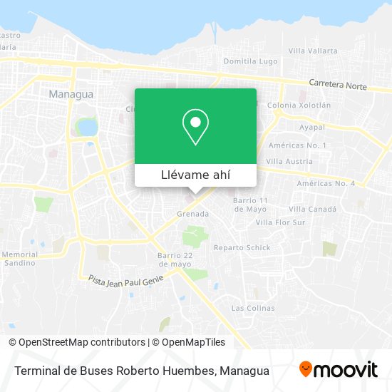 Mapa de Terminal de Buses Roberto Huembes