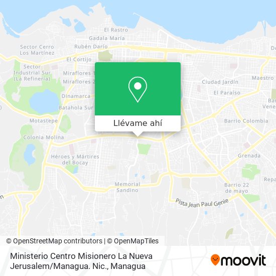 Mapa de Ministerio Centro Misionero La Nueva Jerusalem / Managua. Nic.