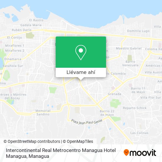 Mapa de Intercontinental Real Metrocentro Managua Hotel Managua