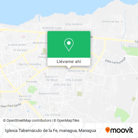 Mapa de Iglesia Tabernáculo de la Fe, managua