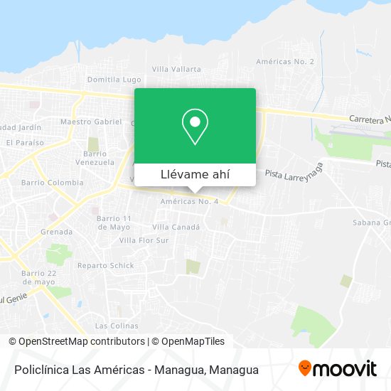 Mapa de Policlínica Las Américas - Managua