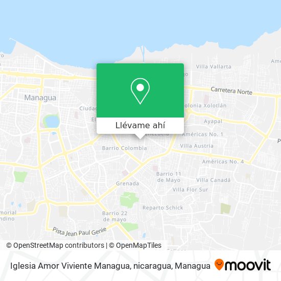 Mapa de Iglesia Amor Viviente Managua, nicaragua