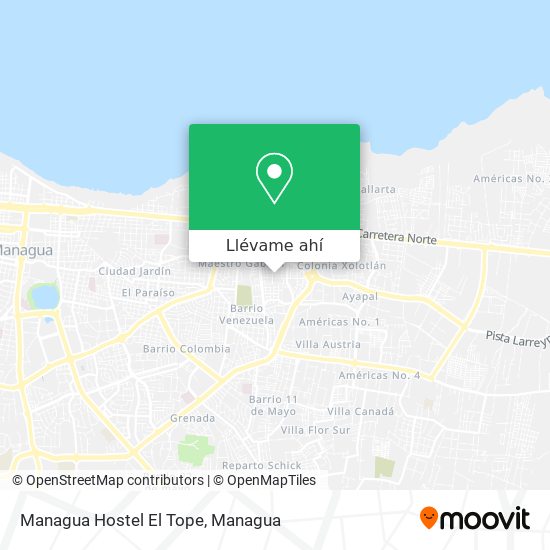 Mapa de Managua Hostel El Tope