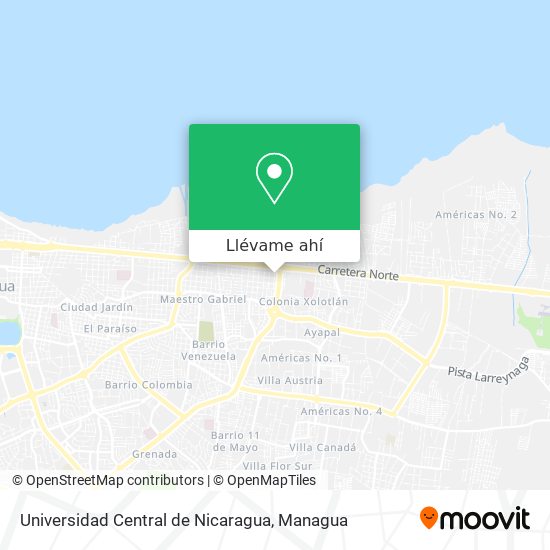 Mapa de Universidad Central de Nicaragua
