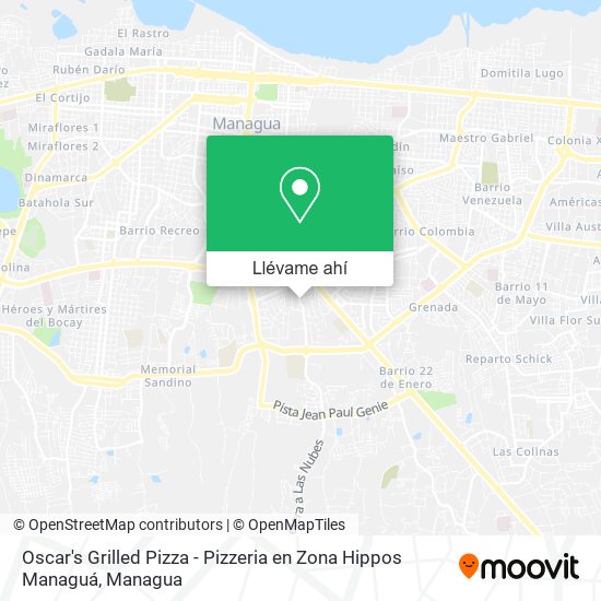 Mapa de Oscar's Grilled Pizza - Pizzeria en Zona Hippos Managuá