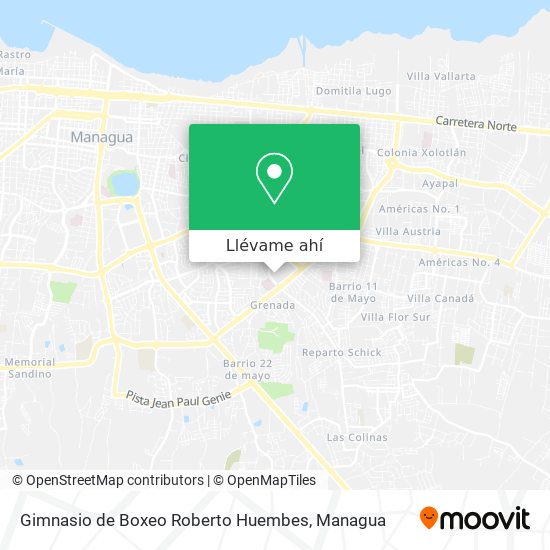 Mapa de Gimnasio de Boxeo Roberto Huembes