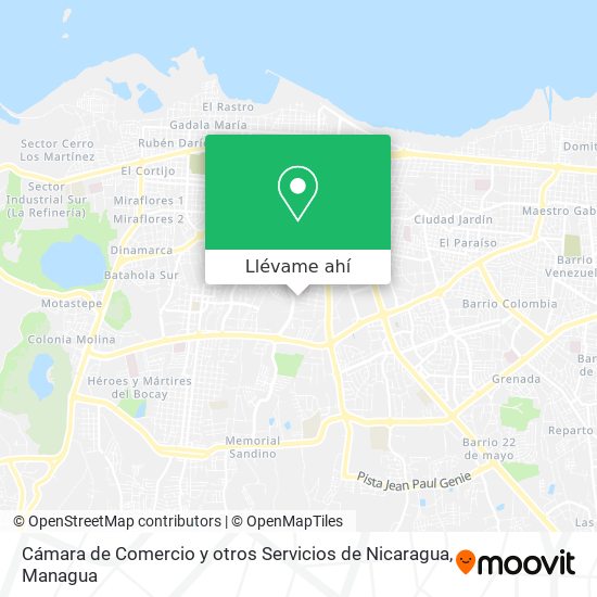 Mapa de Cámara de Comercio y otros Servicios de Nicaragua