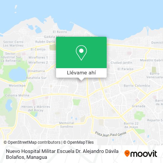 Mapa de Nuevo Hospital Militar Escuela Dr. Alejandro Dávila Bolaños