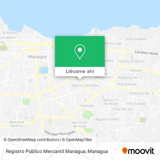 Mapa de Registro Publico Mercantil Managua