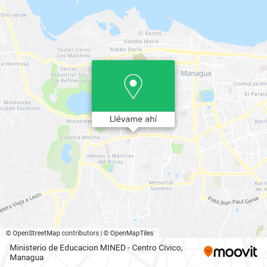 Mapa de Ministerio de Educacion MINED - Centro Cívico