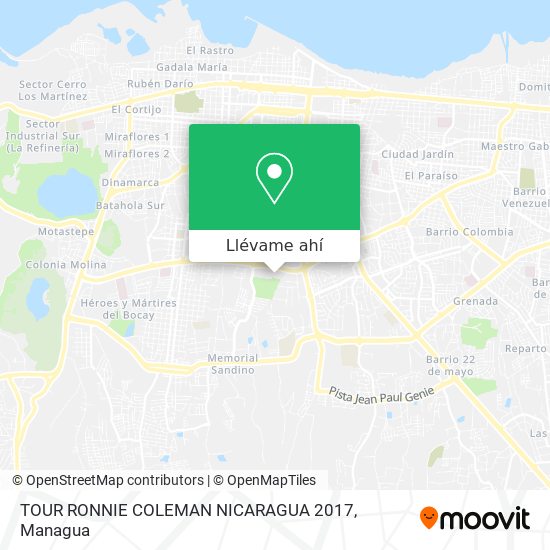 Mapa de TOUR RONNIE COLEMAN NICARAGUA 2017