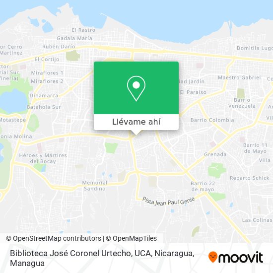 Mapa de Biblioteca José Coronel Urtecho, UCA, Nicaragua