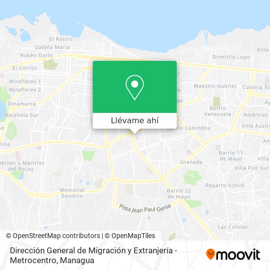 Mapa de Dirección General de Migración y Extranjería - Metrocentro