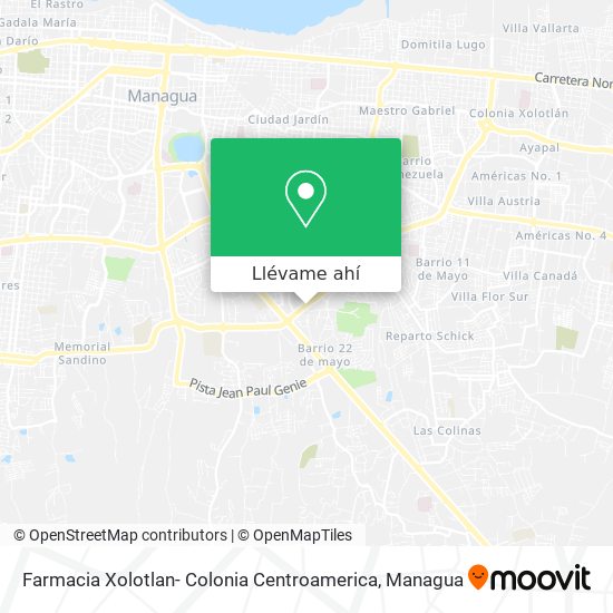 Mapa de Farmacia Xolotlan- Colonia Centroamerica