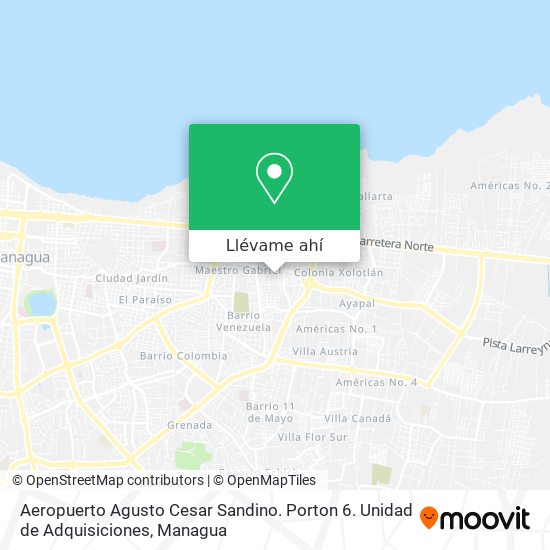 Mapa de Aeropuerto Agusto Cesar Sandino. Porton 6. Unidad de Adquisiciones