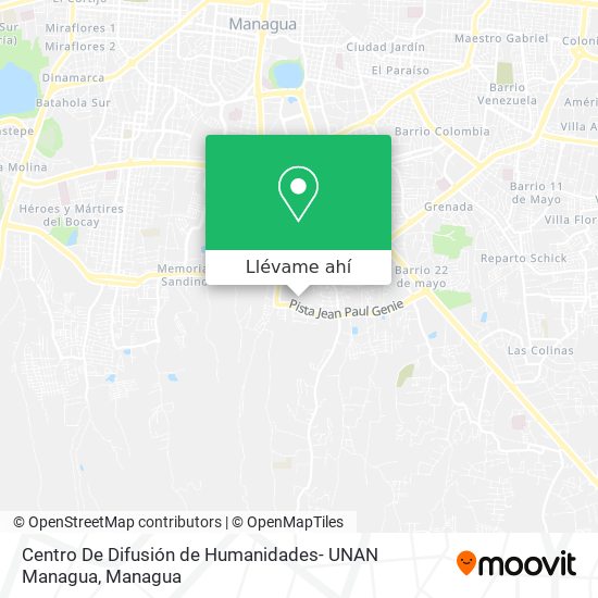 Mapa de Centro De Difusión de Humanidades- UNAN Managua