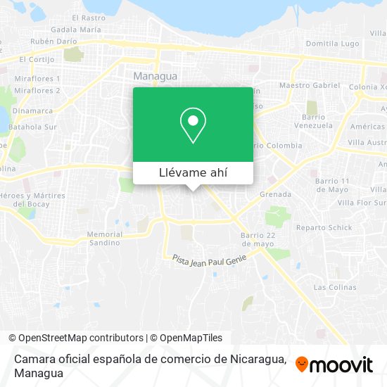 Mapa de Camara oficial española de comercio de Nicaragua