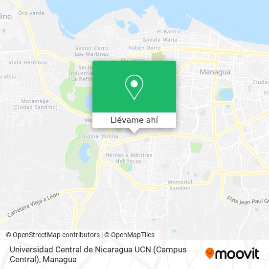 Mapa de Universidad Central de Nicaragua UCN (Campus Central)