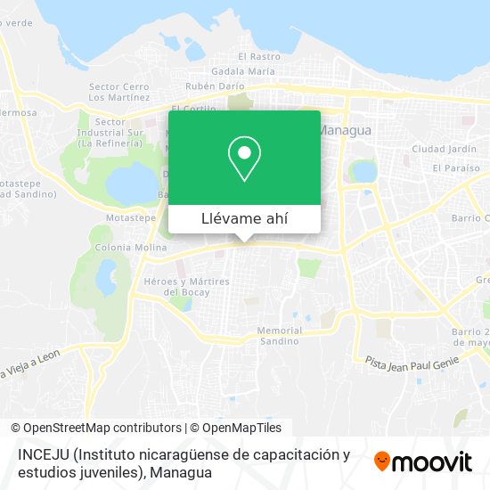 Mapa de INCEJU (Instituto nicaragüense de capacitación y estudios juveniles)