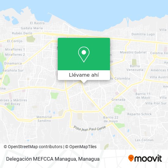 Mapa de Delegación MEFCCA Managua