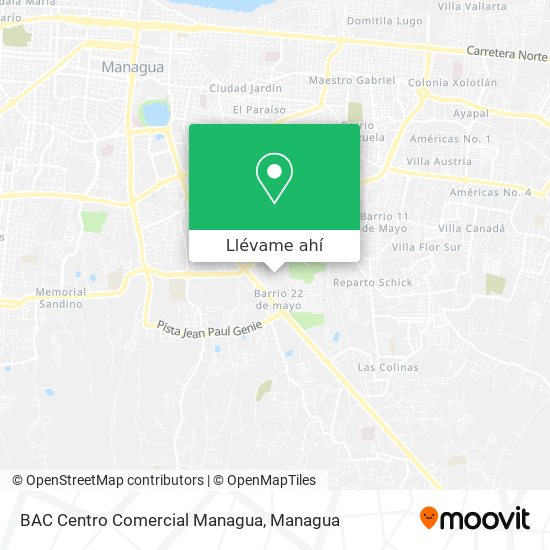 Mapa de BAC Centro Comercial Managua