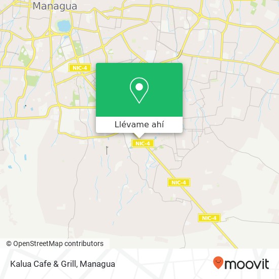 Mapa de Kalua Cafe & Grill, Carretera a Masaya Distrito I, Managua