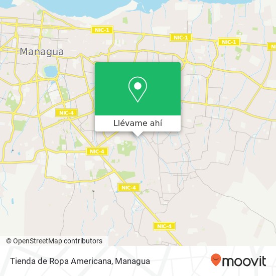 Mapa de Tienda de Ropa Americana, Distrito V, Managua