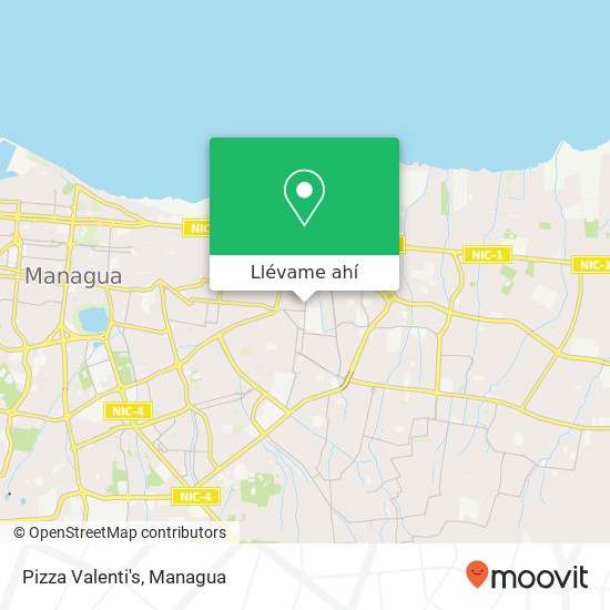 Mapa de Pizza Valenti's, Distrito IV, Managua