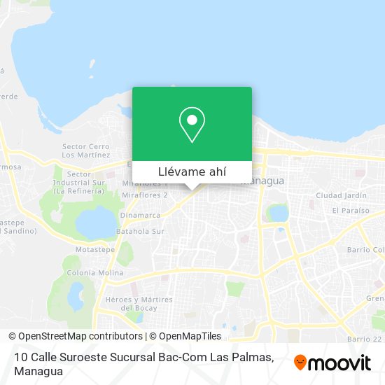 Mapa de 10 Calle Suroeste Sucursal Bac-Com Las Palmas