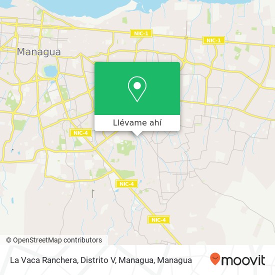 Mapa de La Vaca Ranchera, Distrito V, Managua
