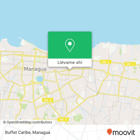 Mapa de Buffet Caribe, Pista Larreynaga Distrito IV, Managua
