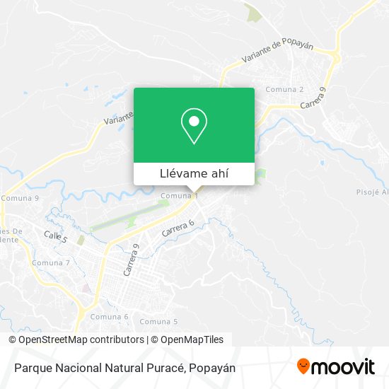 Mapa de Parque Nacional Natural Puracé