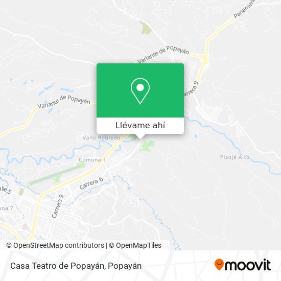 Mapa de Casa Teatro de Popayán