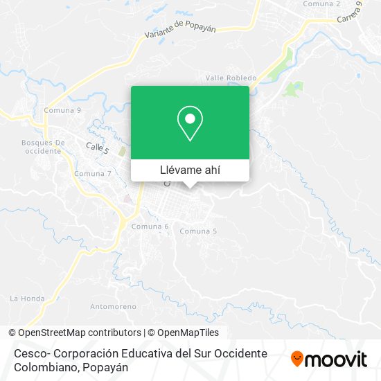 Mapa de Cesco- Corporación Educativa del Sur Occidente Colombiano