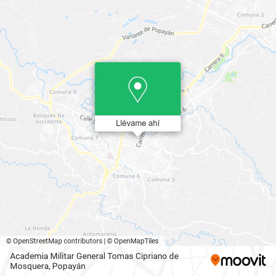 Mapa de Academia Militar General Tomas Cipriano de Mosquera