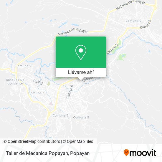 Mapa de Taller de Mecanica Popayan