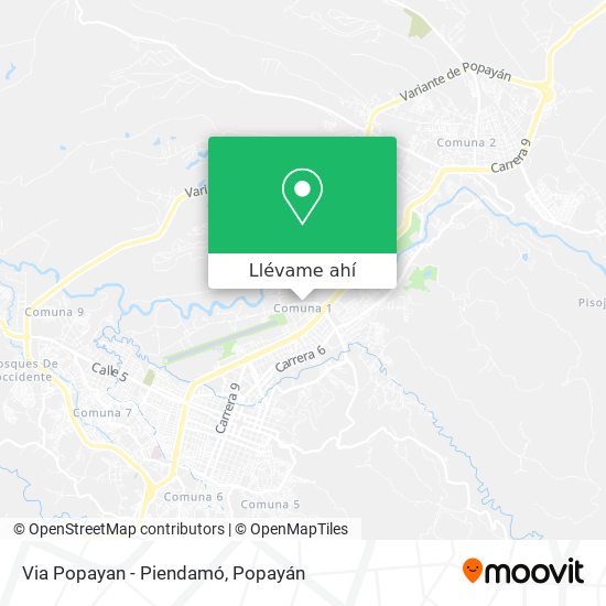 Mapa de Via Popayan - Piendamó