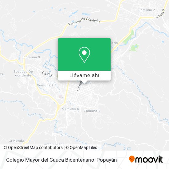 Mapa de Colegio Mayor del Cauca Bicentenario