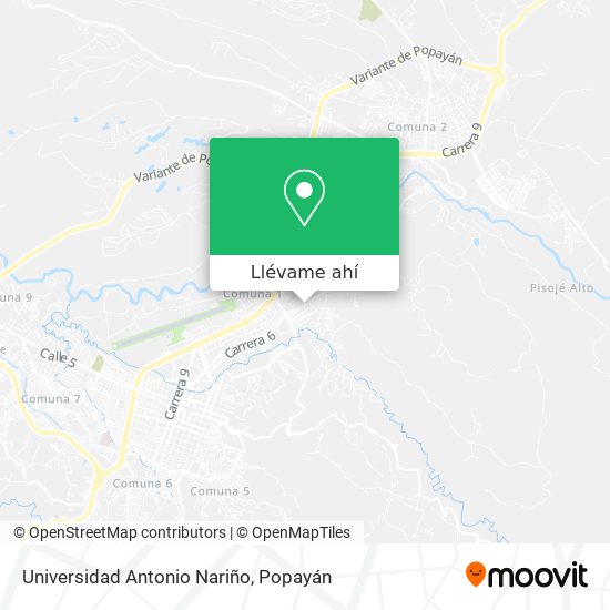 Mapa de Universidad Antonio Nariño