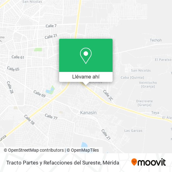 Mapa de Tracto Partes y Refacciones del Sureste