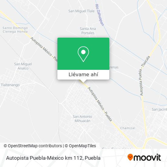 Mapa de Autopista Puebla-México  km 112