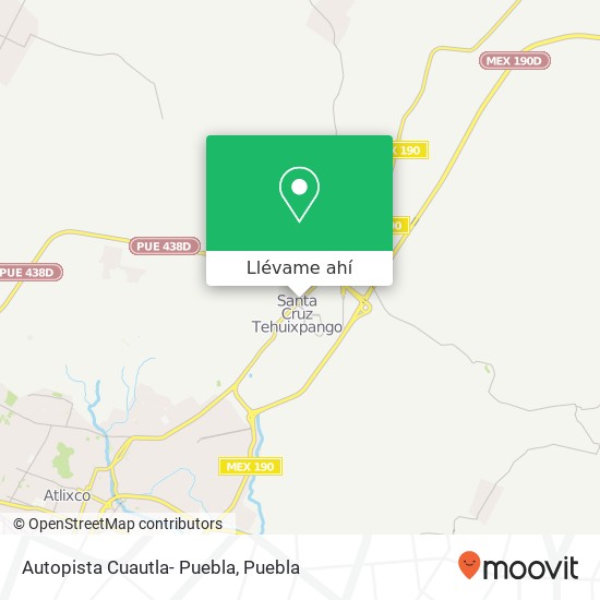 Mapa de Autopista Cuautla- Puebla