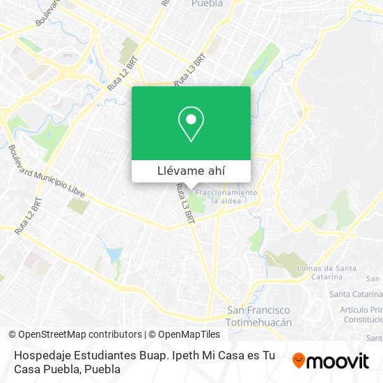 Mapa de Hospedaje Estudiantes Buap. Ipeth Mi Casa es Tu Casa Puebla