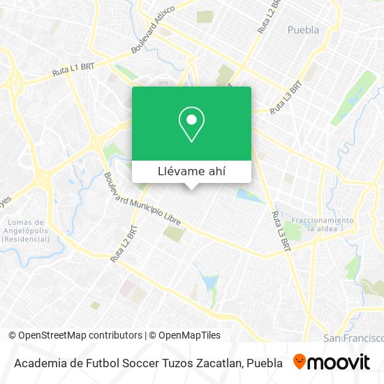 Mapa de Academia de Futbol Soccer Tuzos Zacatlan