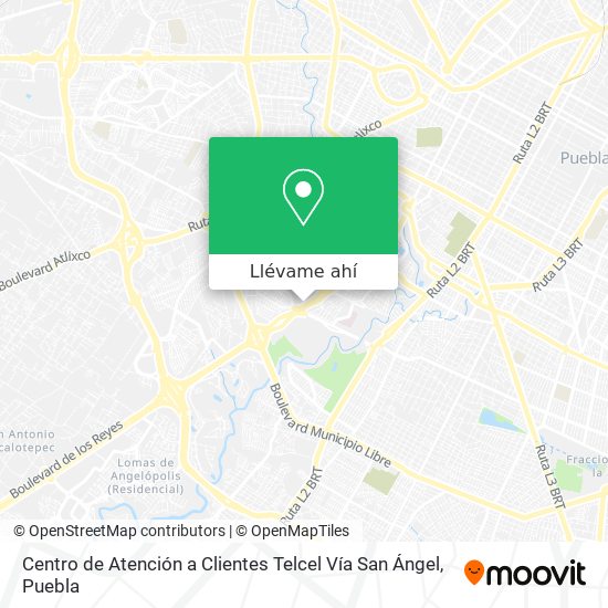 Mapa de Centro de Atención a Clientes Telcel Vía San Ángel