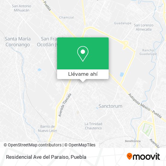 Cómo llegar a Residencial Ave del Paraíso en San Pedro Cholula en Autobús?