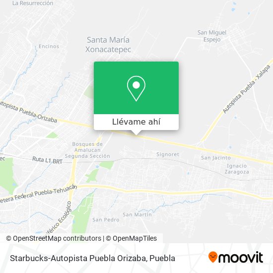 Mapa de Starbucks-Autopista Puebla Orizaba